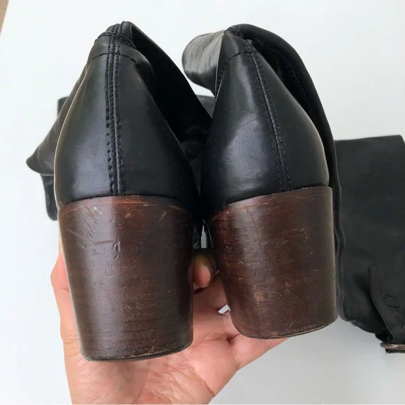 Frye Tall Boots Over the Knee Black Leather Western Block Heel Size 11 M Cowboy - Picture 11 of 16